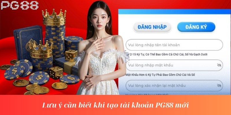 Lưu ý cần biết khi tạo tài khoản PG88 mới